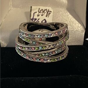 Layered Multicolor Pastels Cubic Zirconia Ring CRAZY COOL